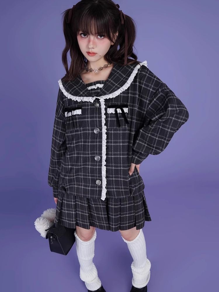 Sailor Collar Fake Two Piece One Piece Jacket