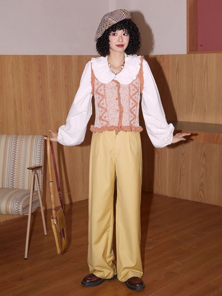 High waisted thin straight long suit pants