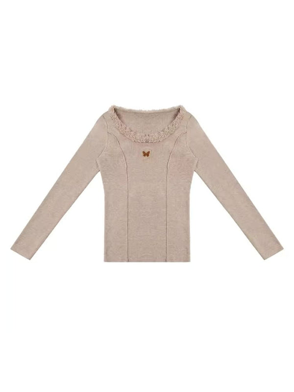 High neck round neck top