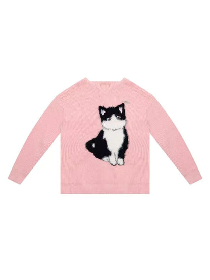 Soft thick thin cute cat sweater