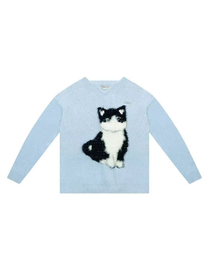 Soft thick thin cute cat sweater