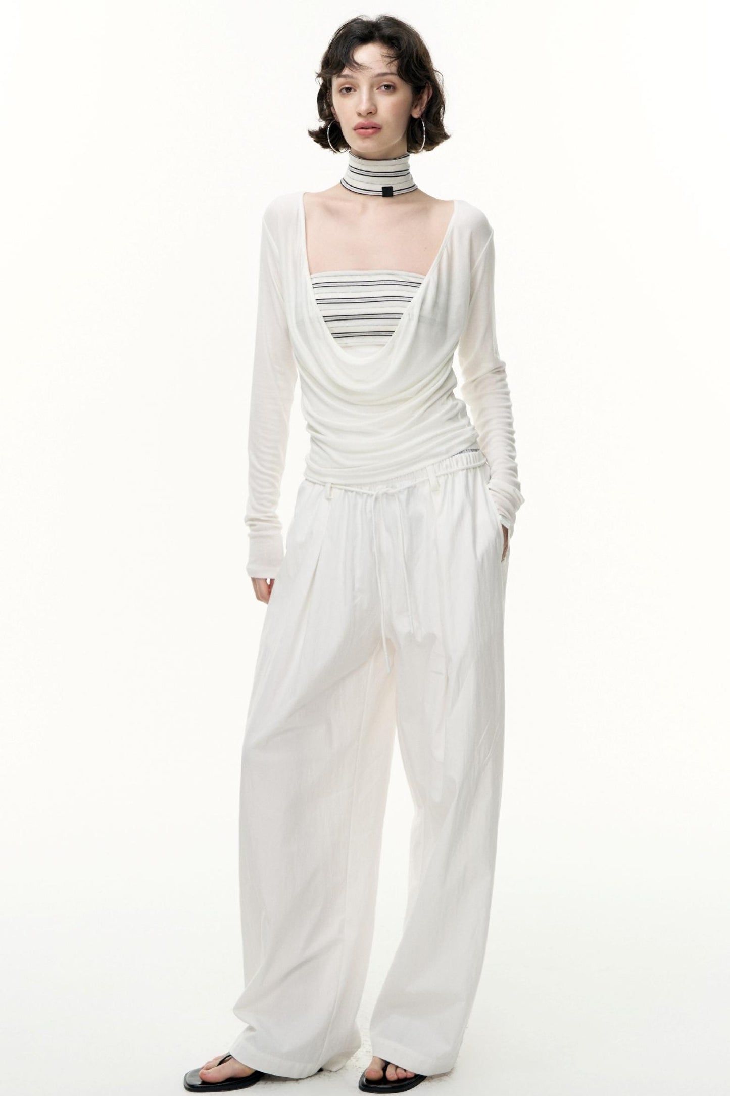 Fantasy Lyocell Collar Long-Sleeved T-Shirt