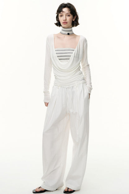 Fantasy Lyocell Collar Long-Sleeved T-Shirt