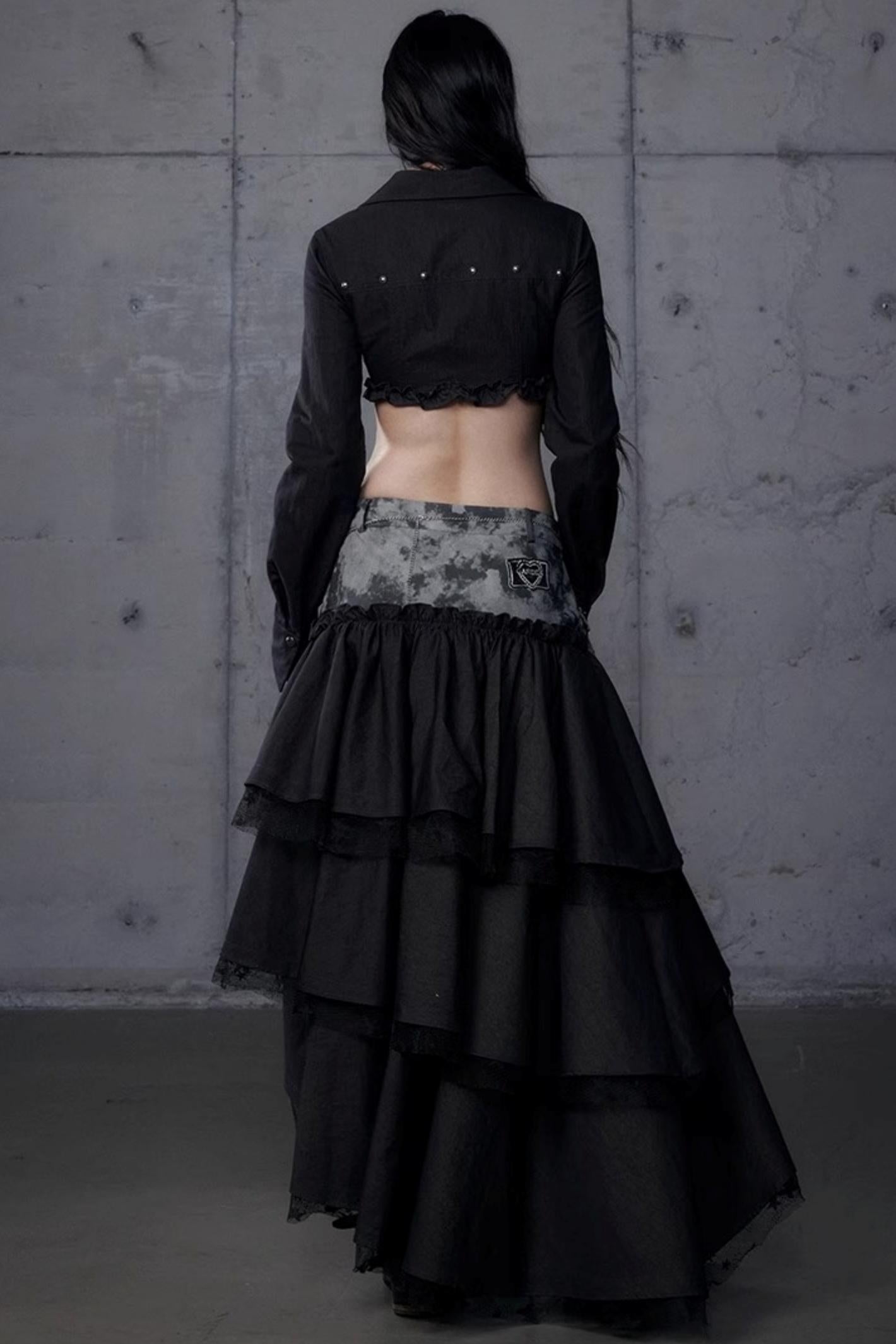 Vintage Punk Court Slim Print Long-Sleeved Shirts