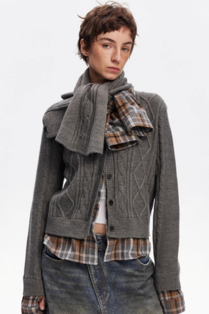 Wool Twist Pattern Cardigan Set-Up