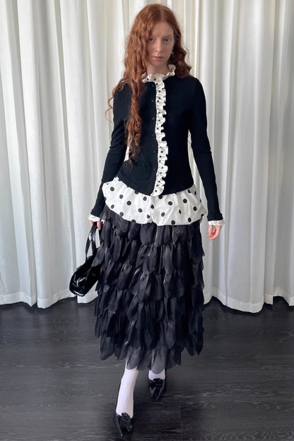 Polka Dot Lace Long Sleeve Cardigan