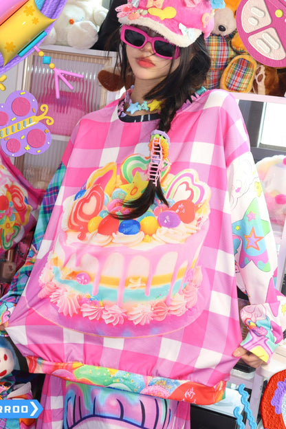 Y2K Plaid Sweatshirt Top