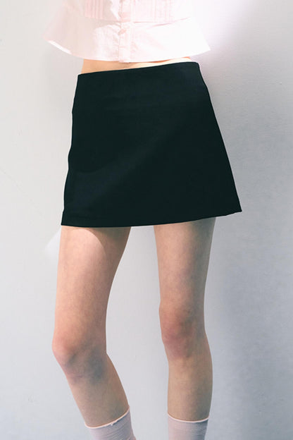 Navy Embroidered A-Line Skirt