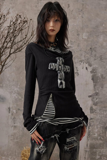 Swing Neck Knit Layer Top