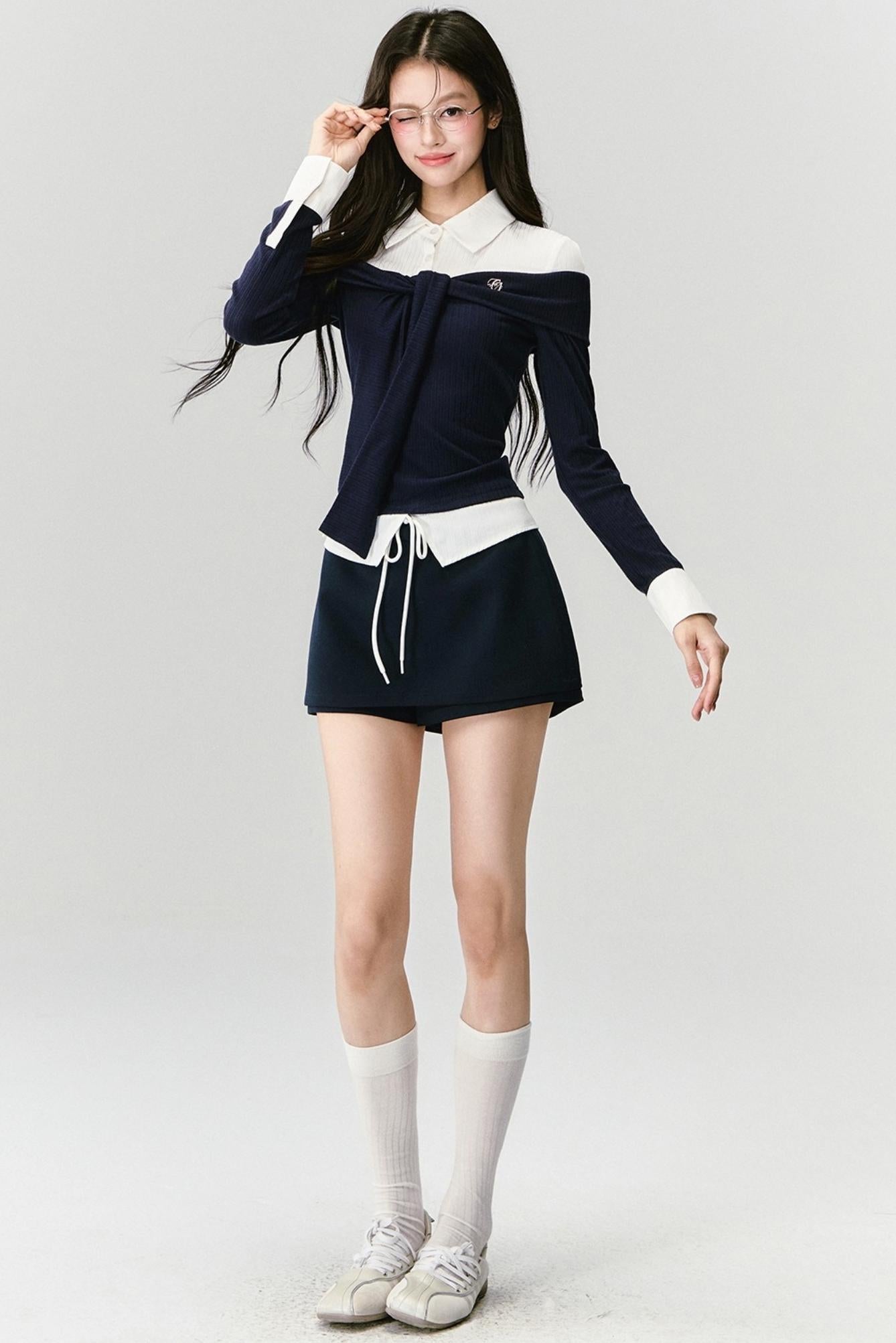 Knit Long Sleeve Slimming Top Set-Up