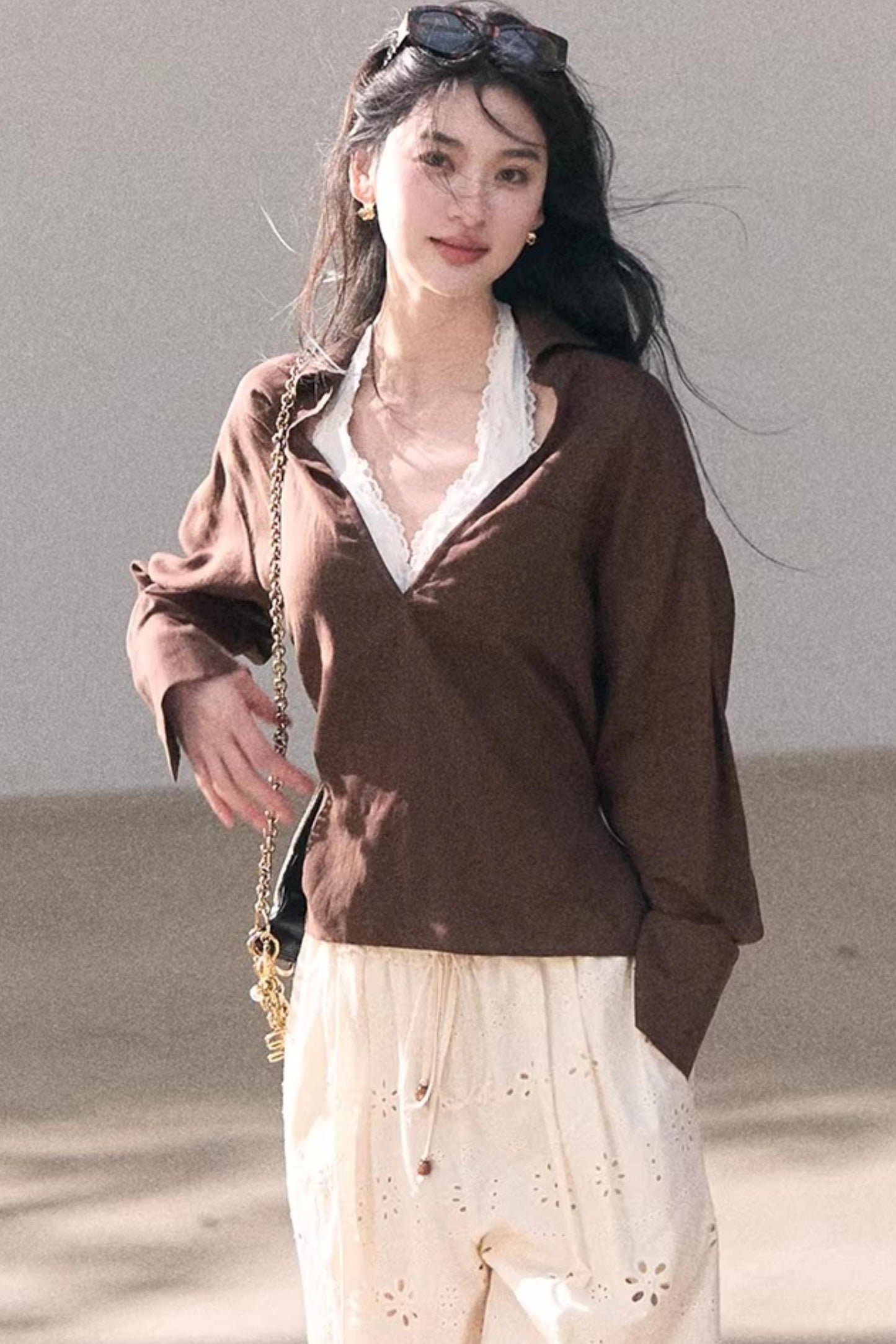 Lace-Trimmed Halter Neck Camisole