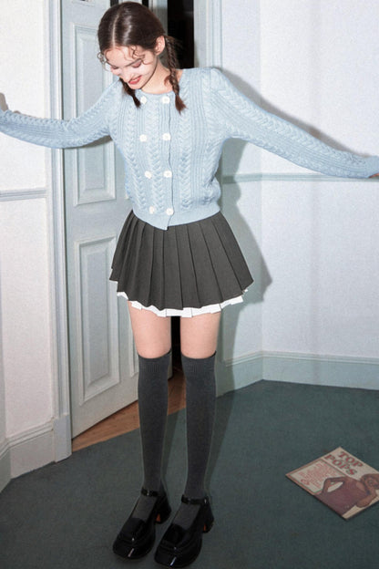 High-Waisted A-Line Pleated Skirt