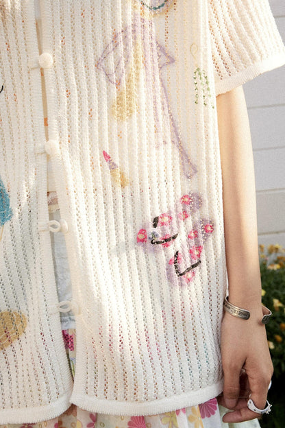 Off-White Woolen Striped Blouse