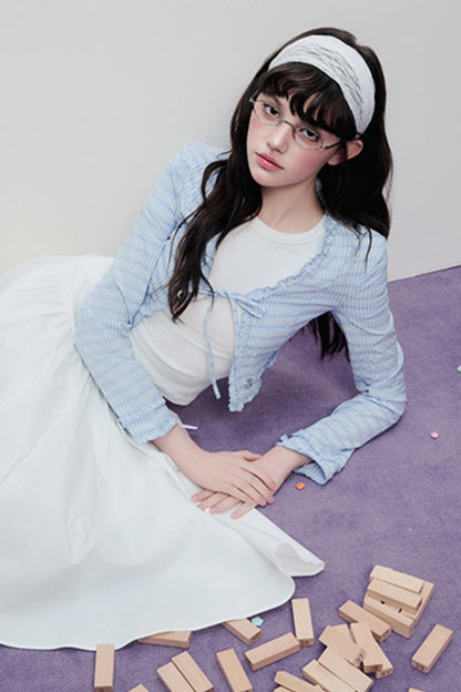 Spring Pleated Line Umbrella Skirt