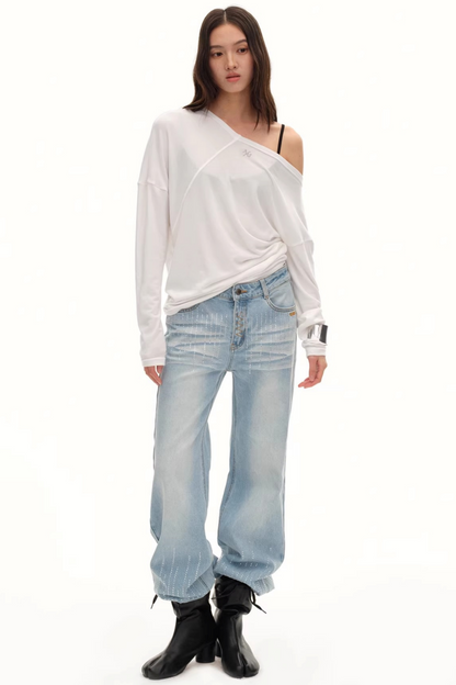 Merino Wool One-Shoulder Knit Top