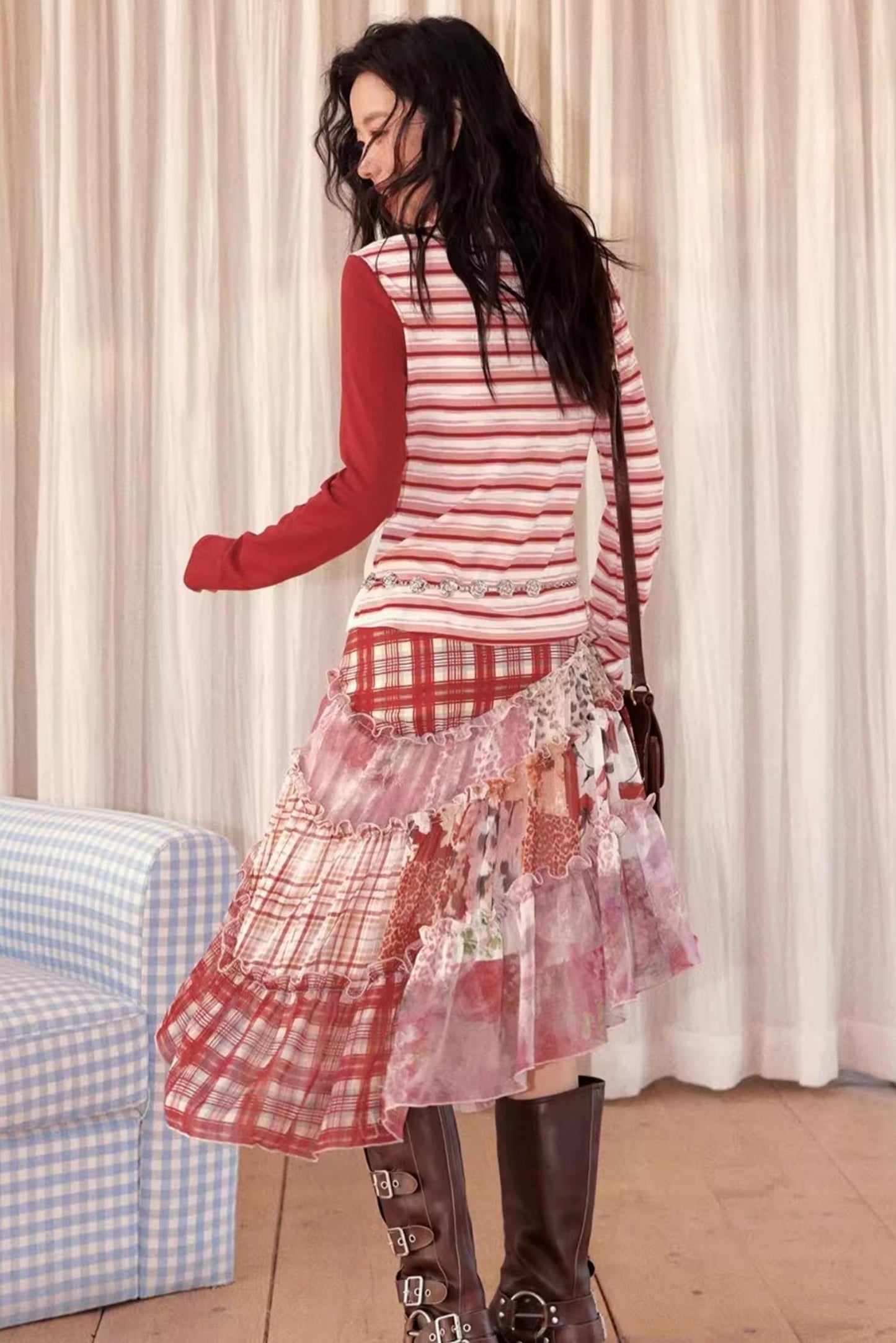 Cake Plaid Print Skirt