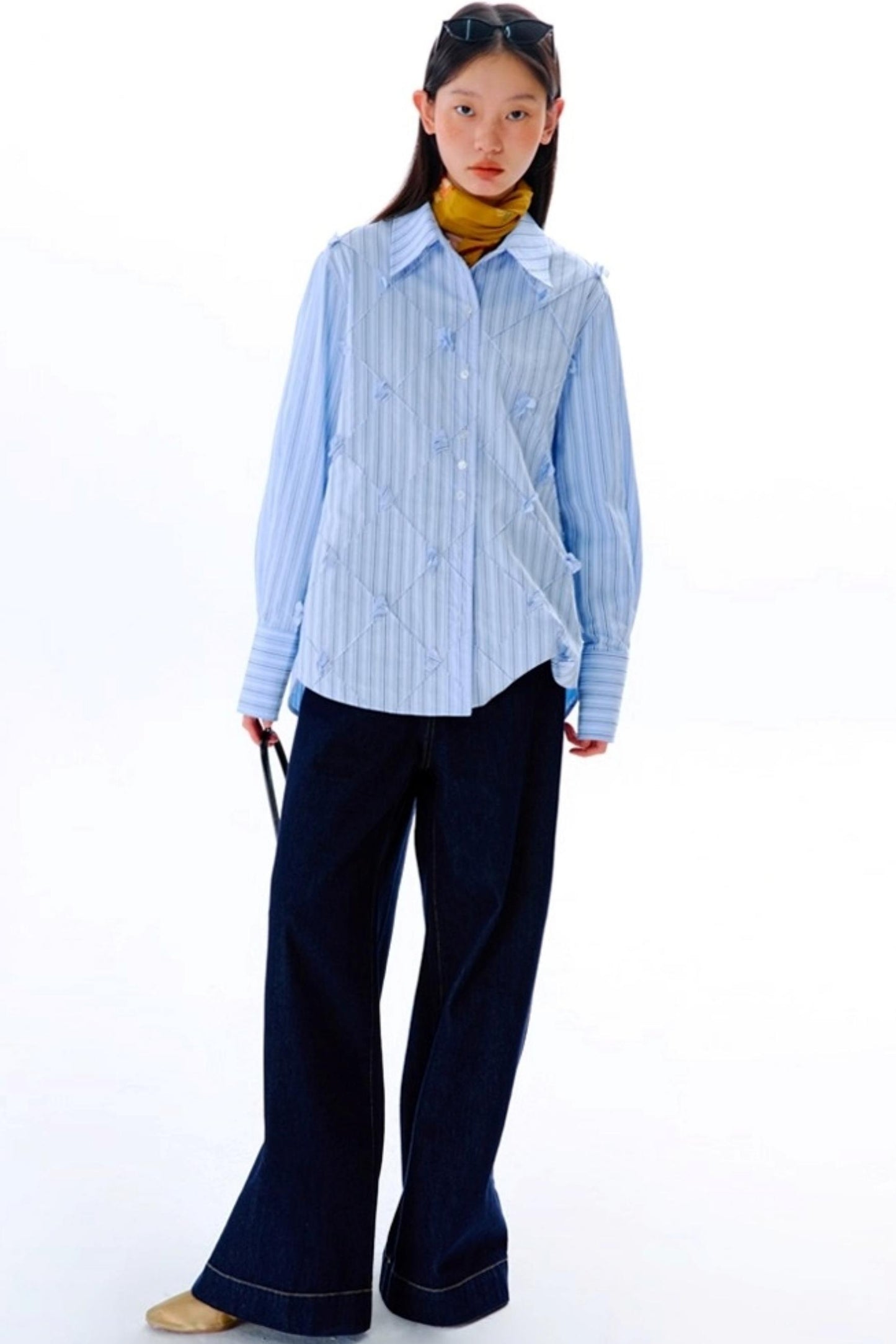 Mandao Flower Vine Striped Diamond Shirt