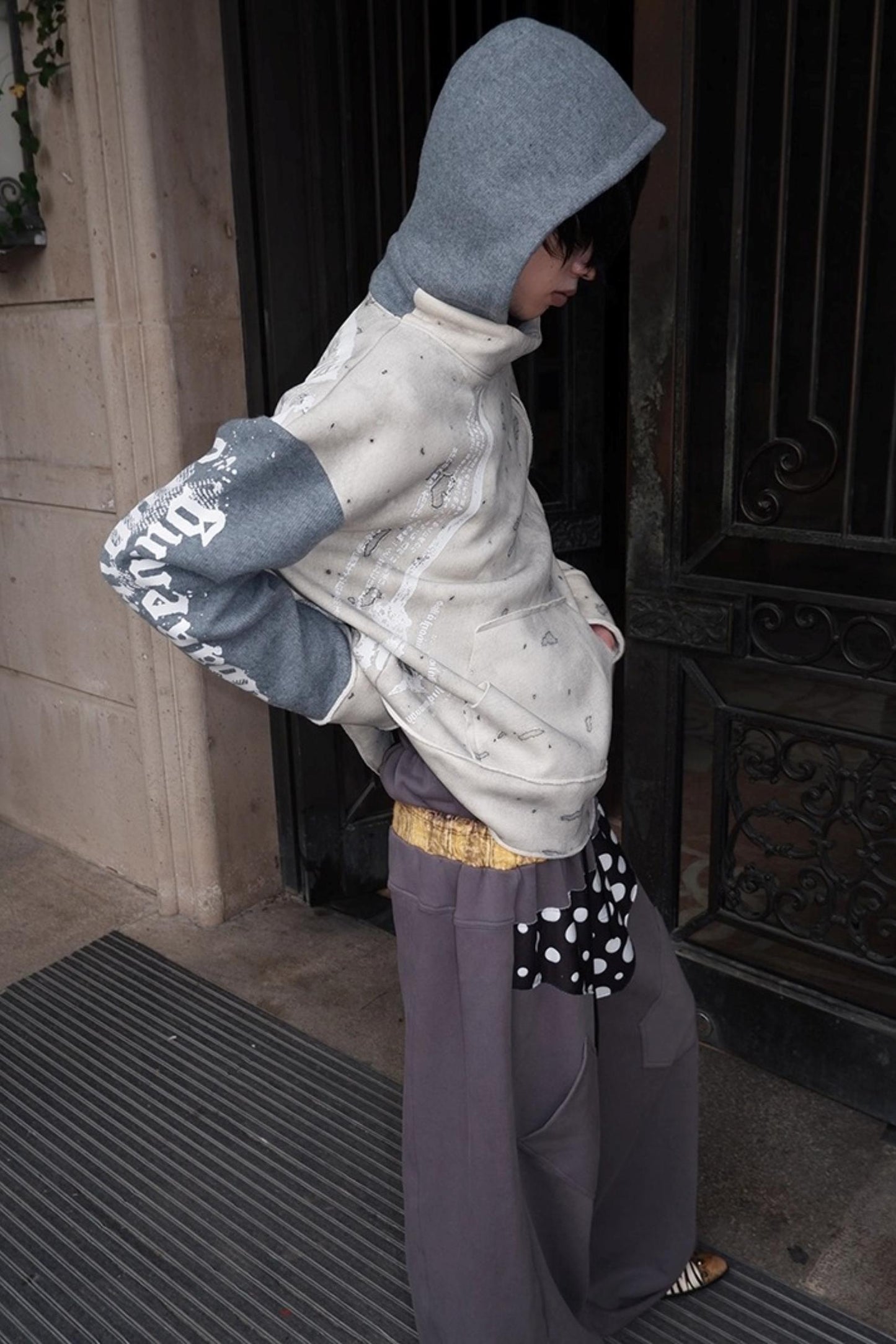 Multi-Waisted Polka Dot Wide-Leg Pants