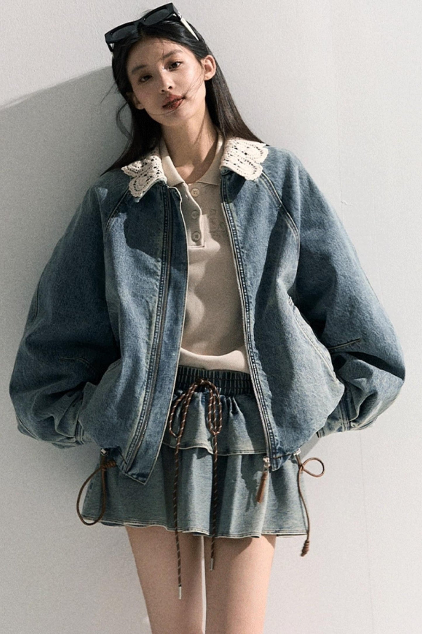 Vintage Crochet Denim Jacket Set-Up