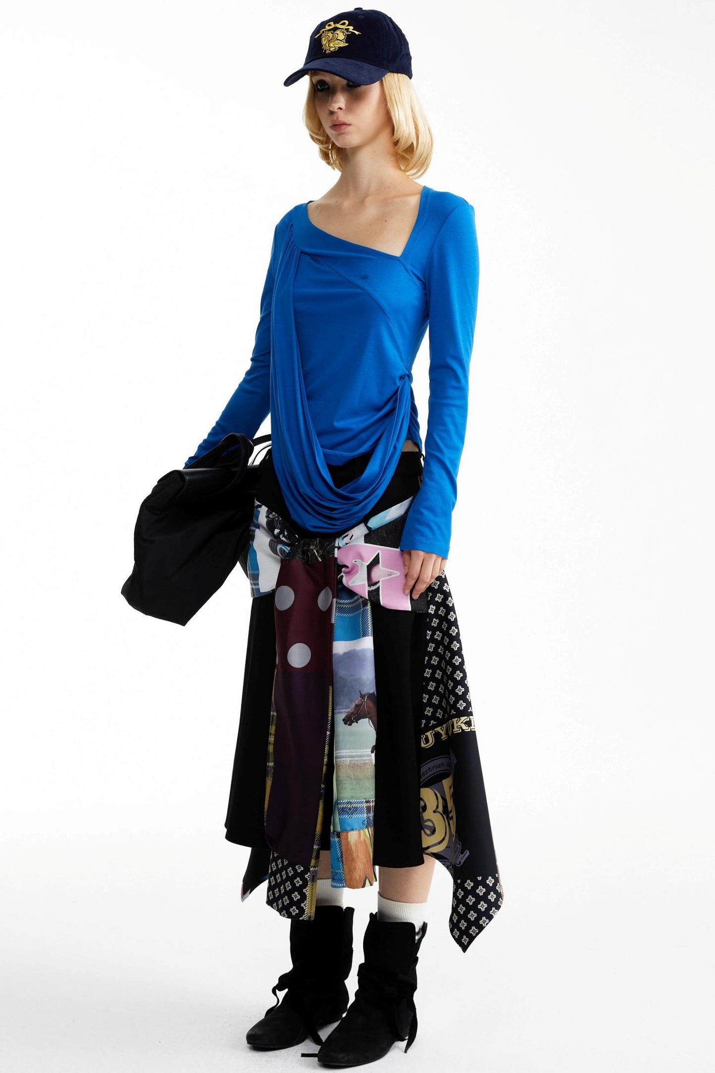 Street Print Deconstructed Stitched Skirt