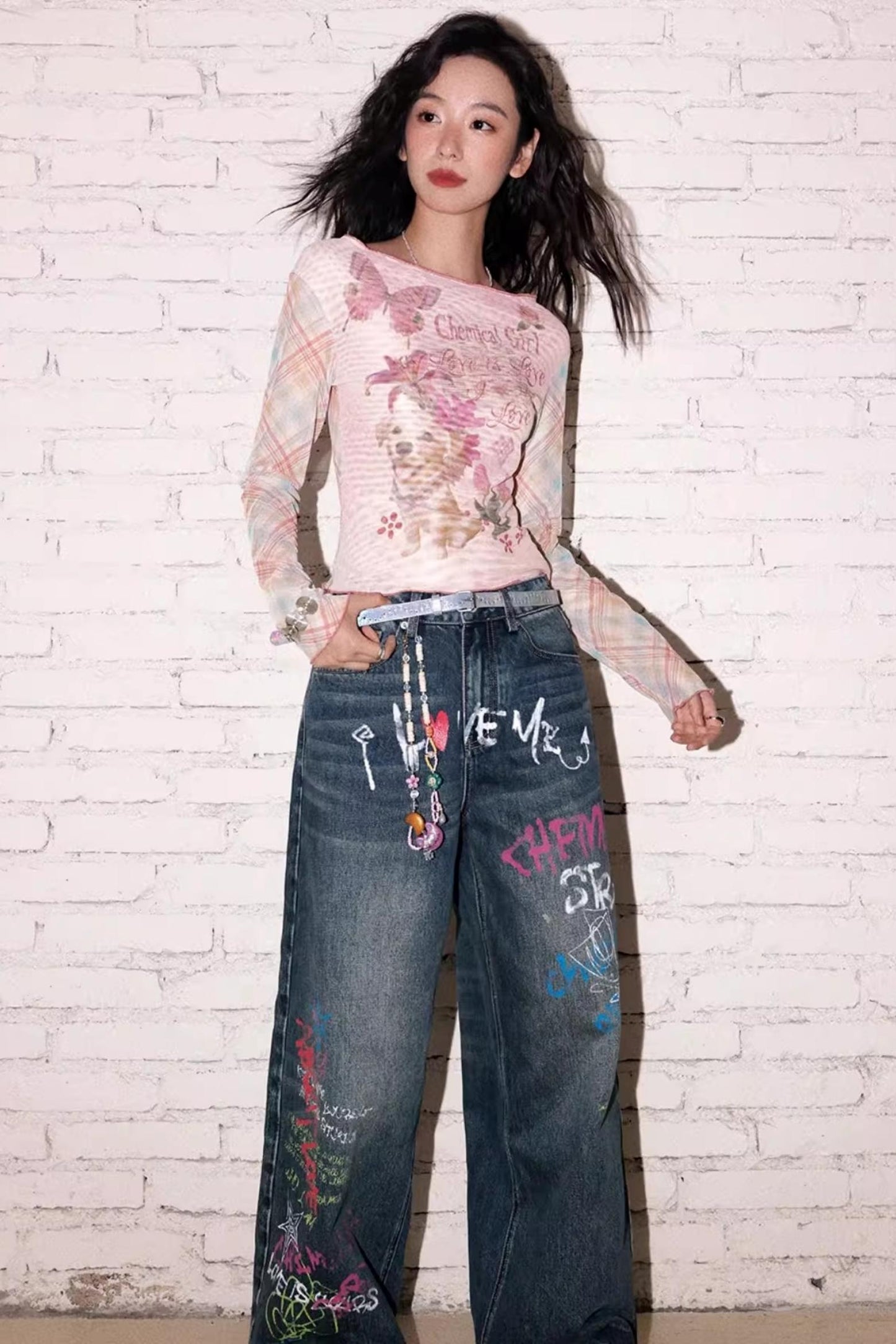 Puppy Pictorial Mesh Top