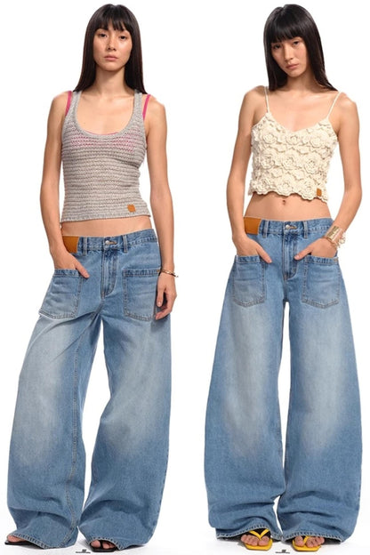 Reversed Wide-Leg Cargo Pants