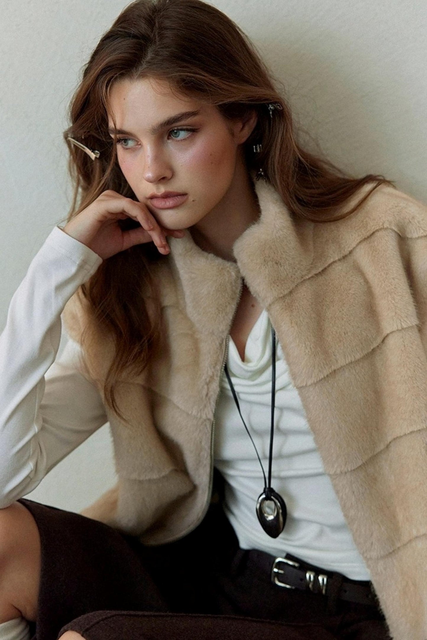 Stand-Up Collar Reversible Fur Vest