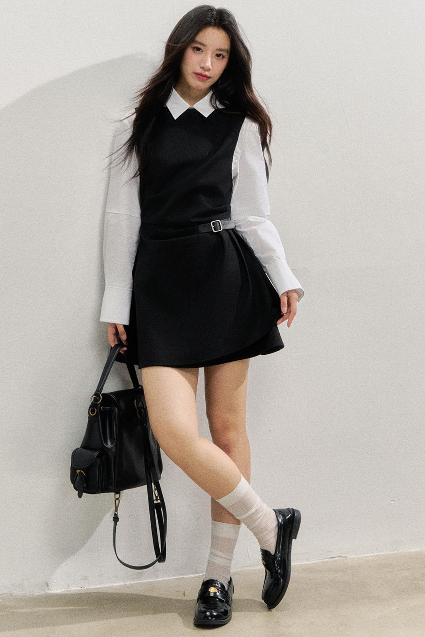 SunsetPark Plaid Leather Buckle Dress