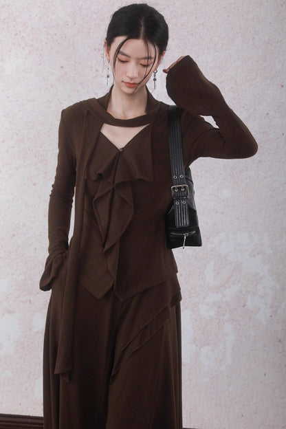 Design Streamer Knitted Top Skirt Set