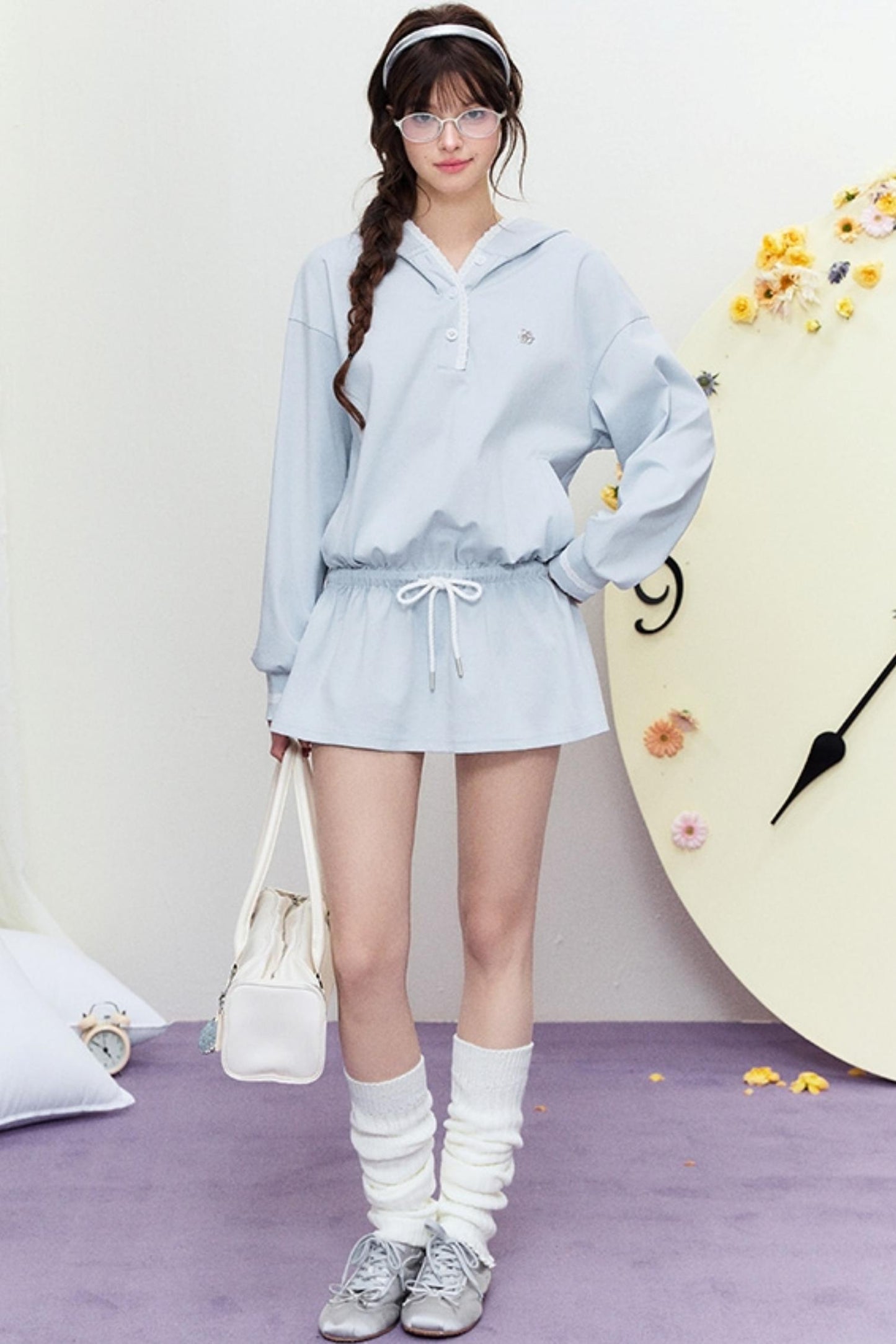 Drape Hoodie Sweater Dress