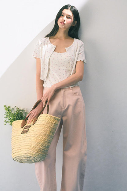 Pink Straight Leg Trousers