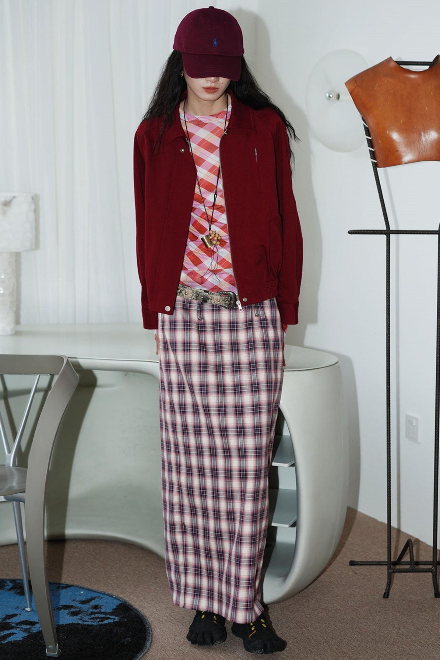 Vintage Long Straight Pleated Skirt