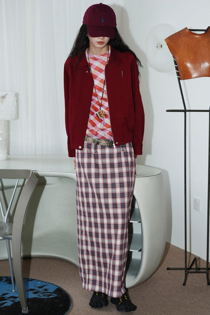 Vintage Long Straight Pleated Skirt