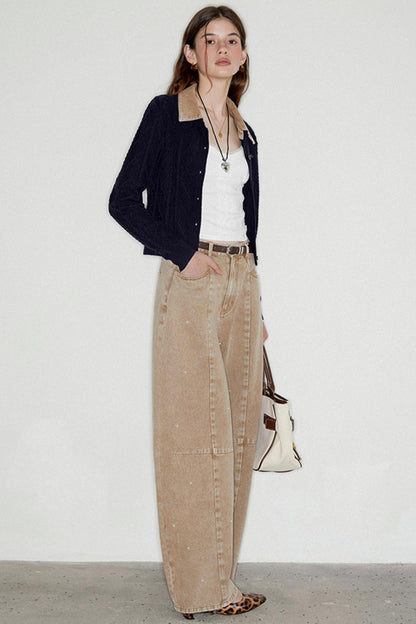 Letter Embroidered Knit Cardigan