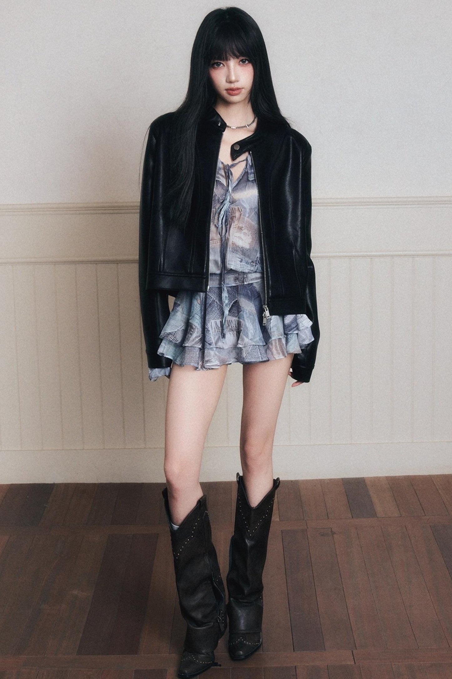 Ruffles Denim Shirt Dress