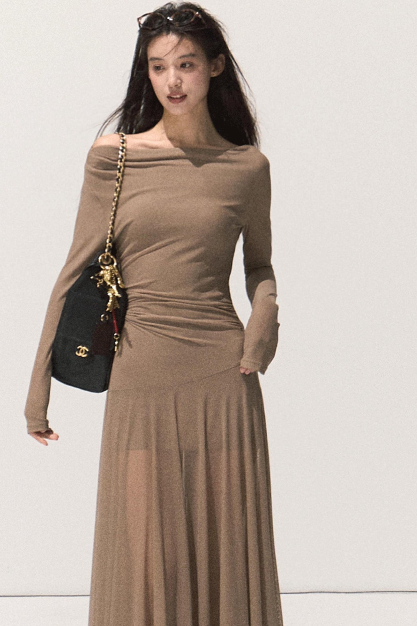 Soft Mist Shoulder Waist Dress