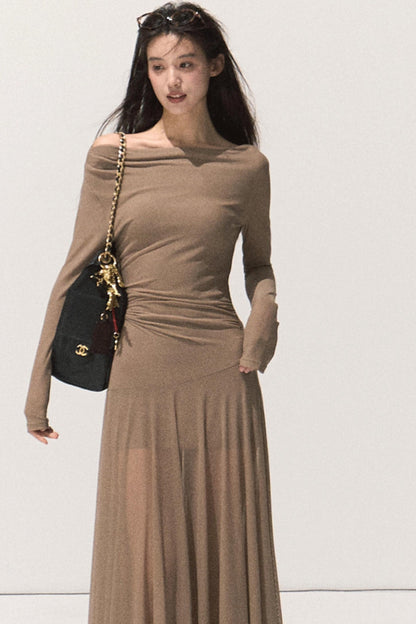 Soft Mist Shoulder Waist Dress