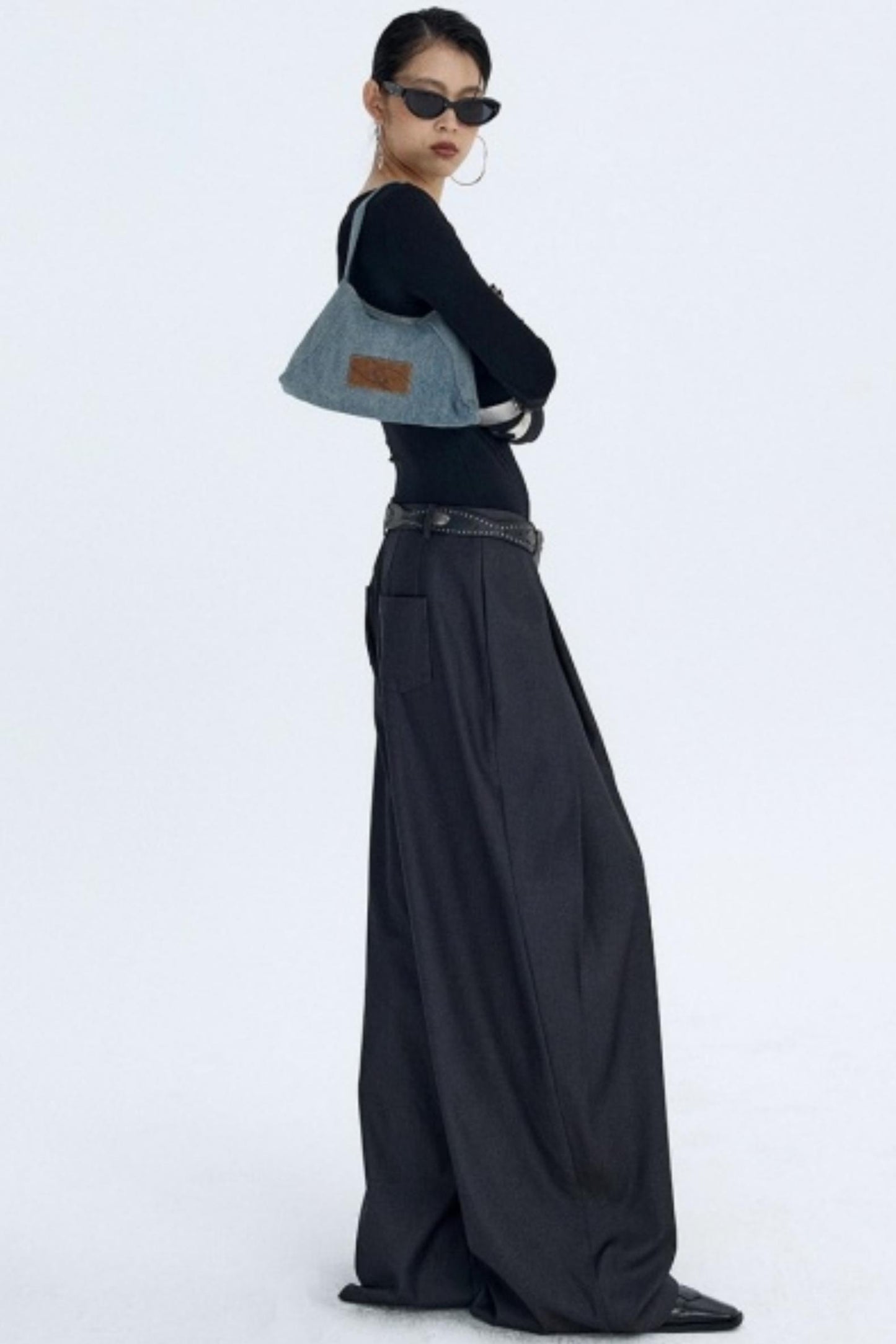 Pleated Dark Gray Scimitar Pants