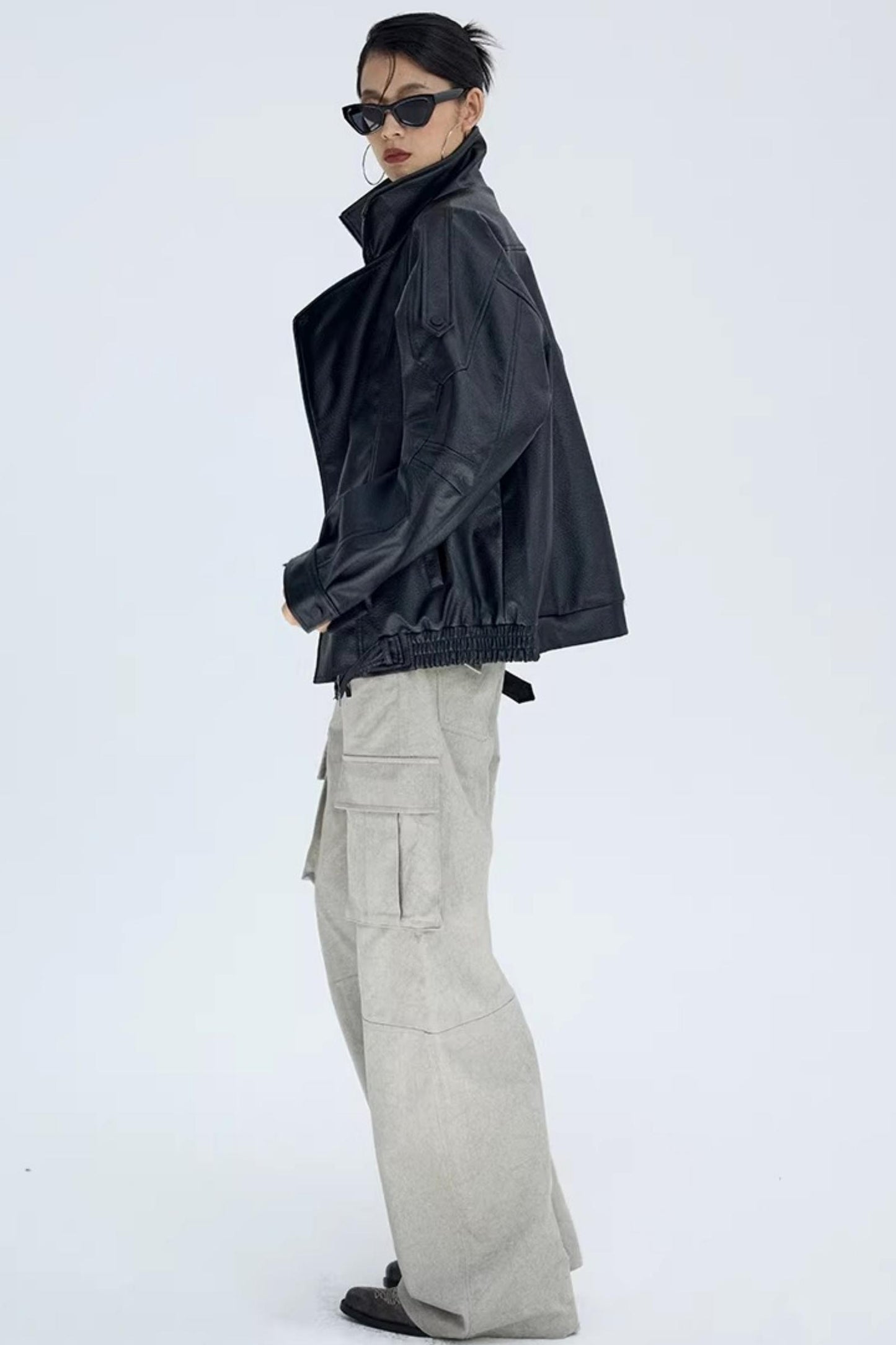 Retro Lychee Pattern Leather Jacket