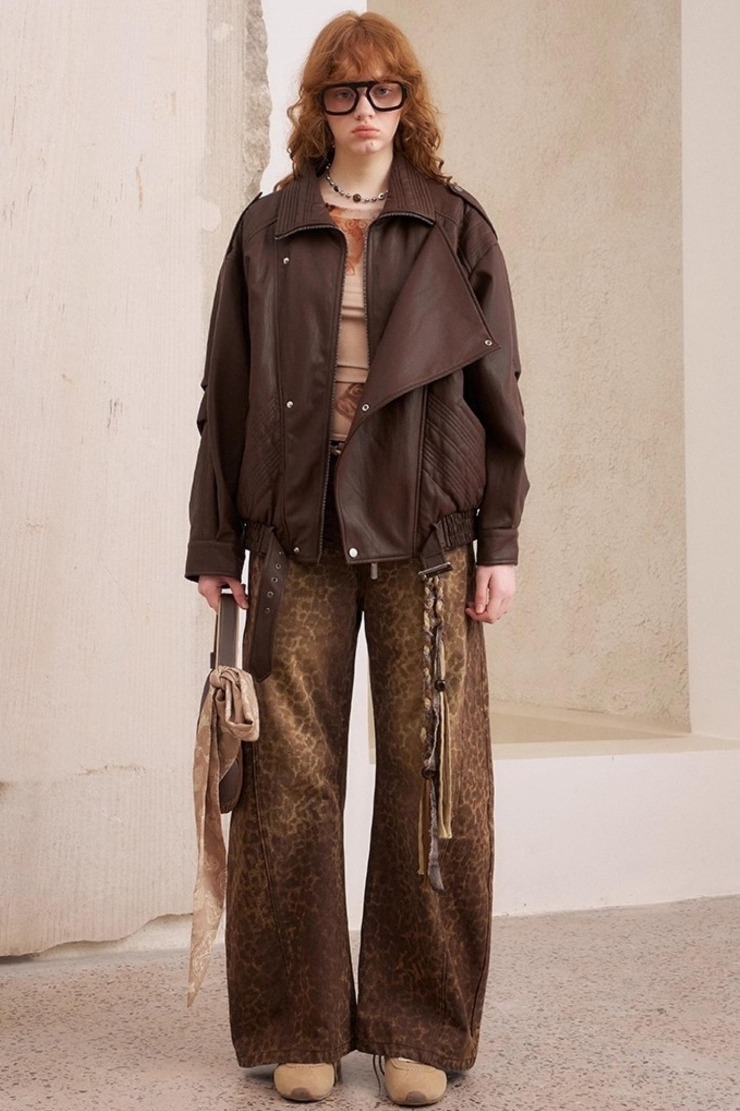 Leopard Print Straight Loose Pants