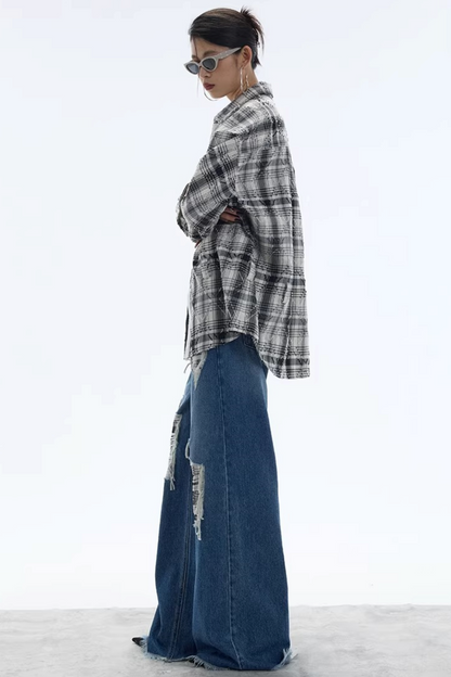 Plaid Checkered Shirt Jacket