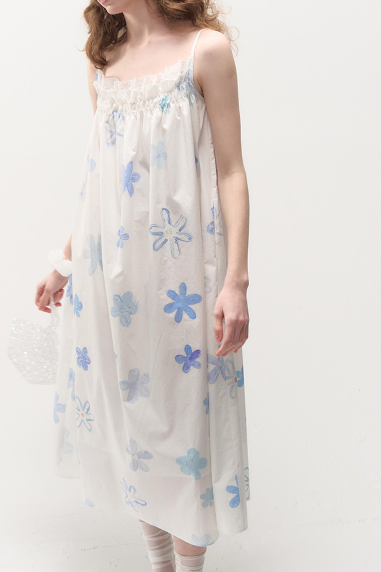 Blue Floral Strap Dress