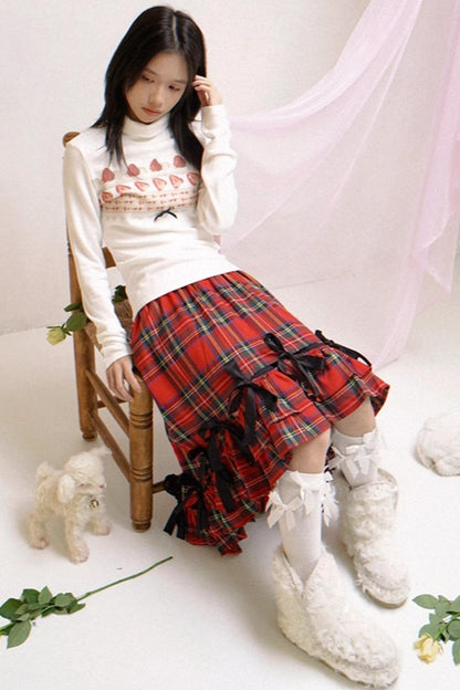 Happy Birthday Strawberry Cake Turtleneck Top