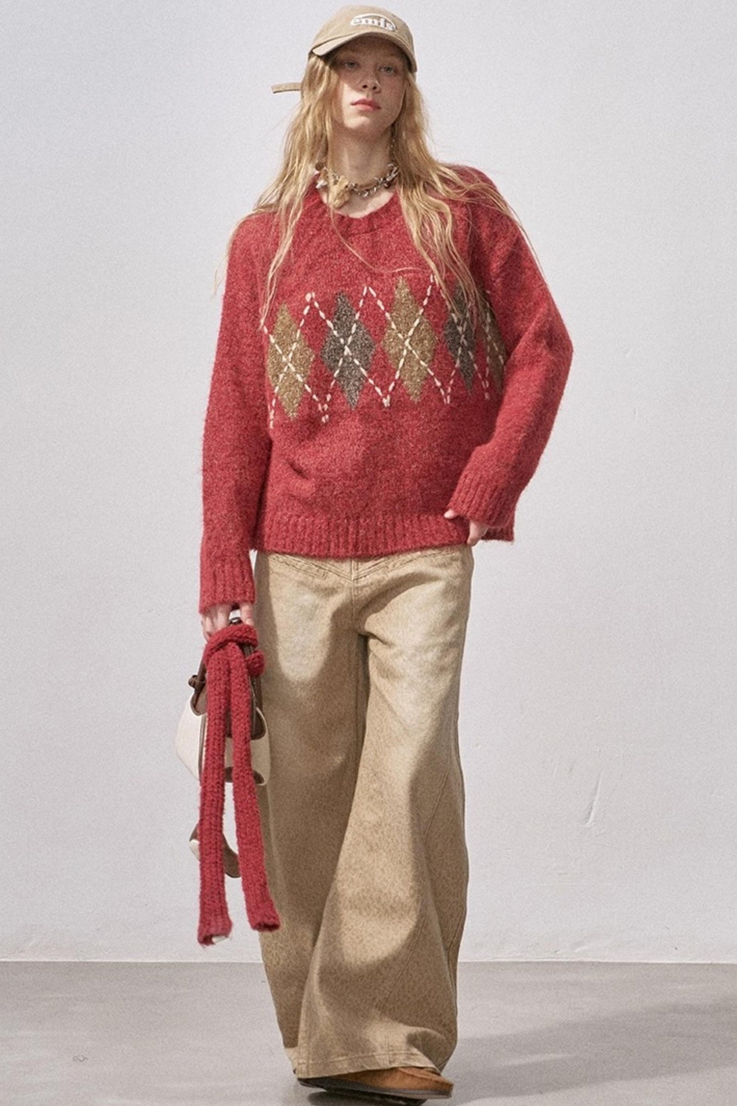 Floral Diamond Knit Sweater