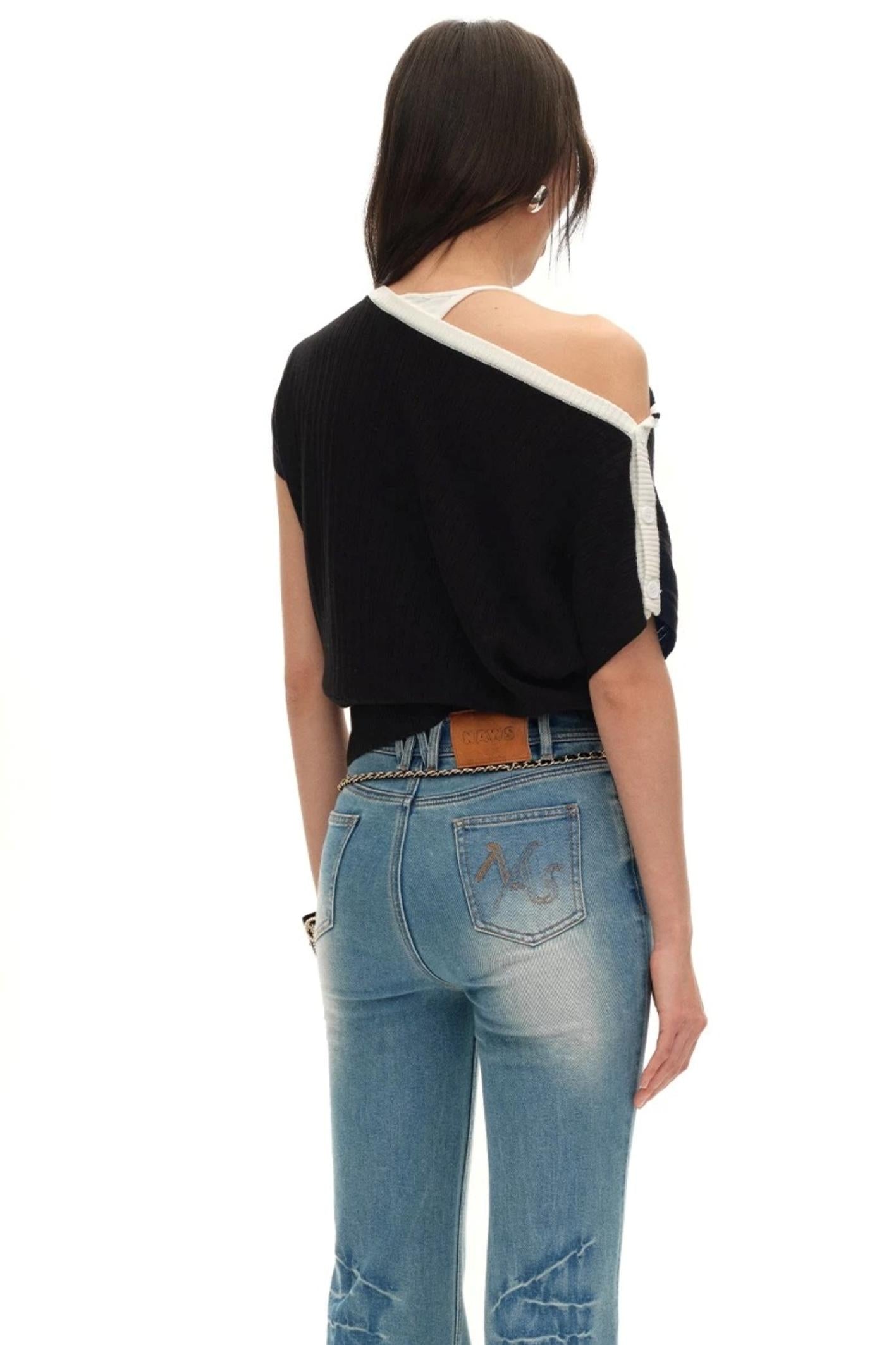 Acetate Wool Asymmetrical Top