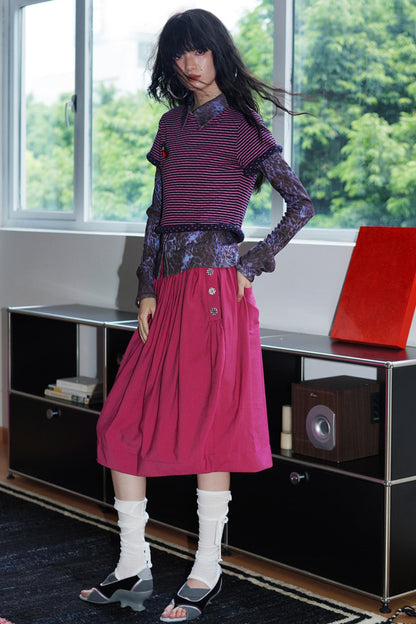 Vintage Striped Rolled Hem Short-Sleeve Top