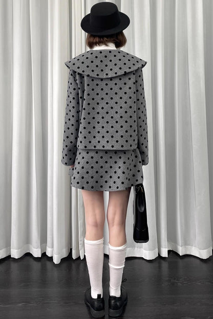 Gray Polka Dot Preppy Suit Set-Up