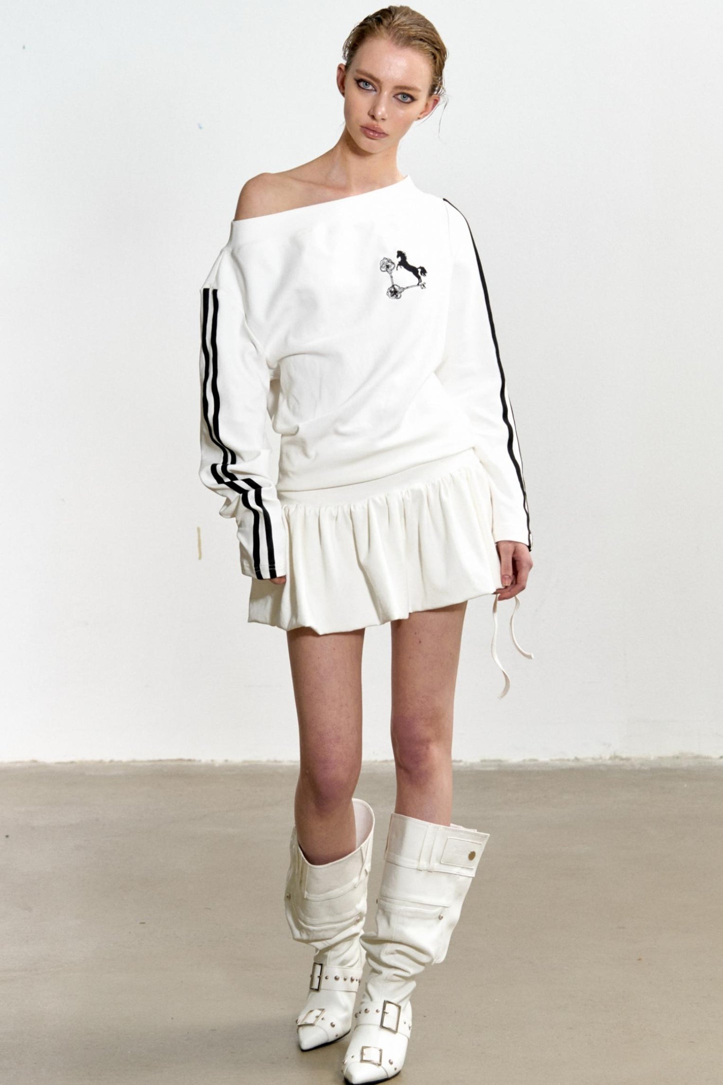 Slouchy Pleated T-Shirt Dress