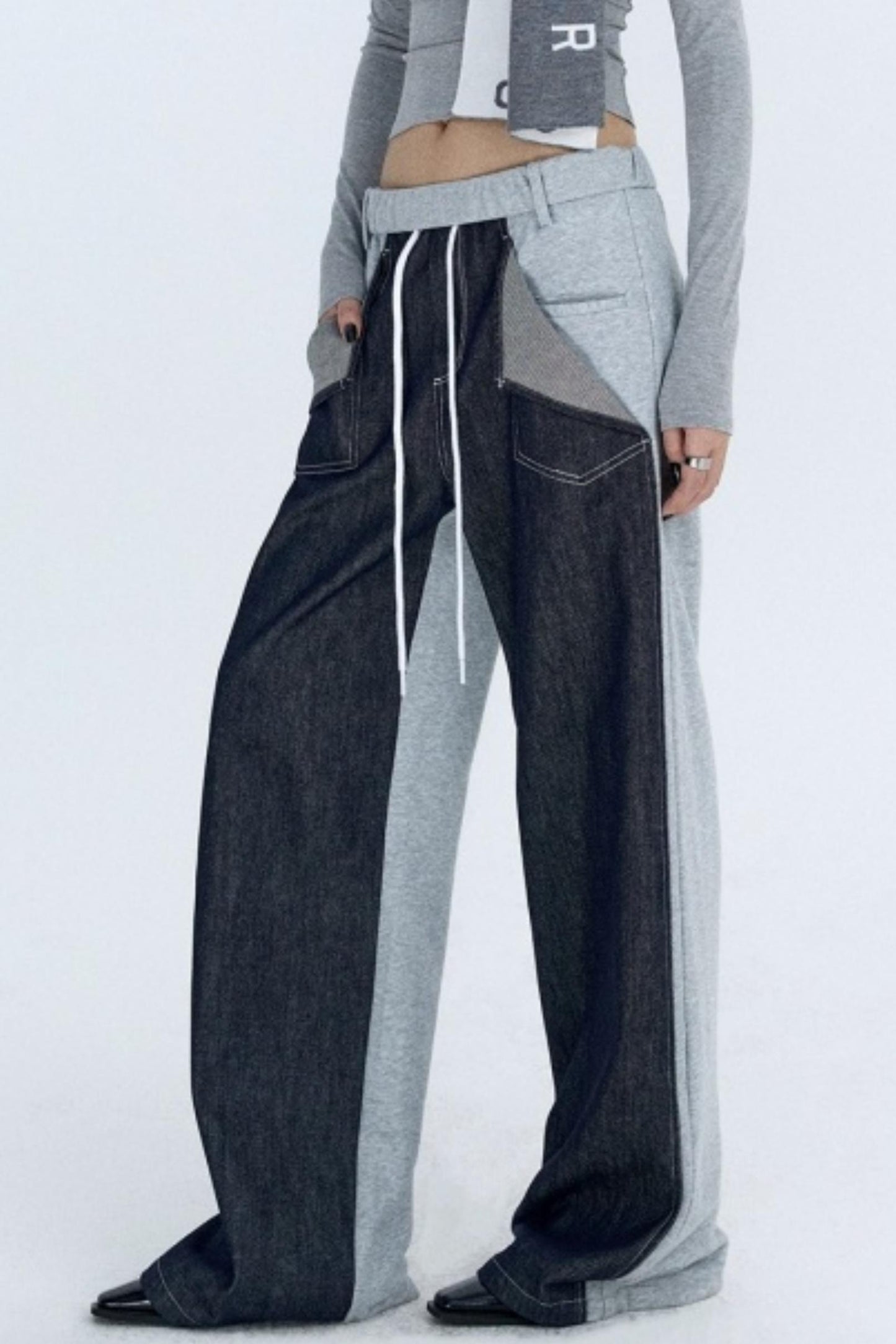 Color-Blocked Denim Sweatpants