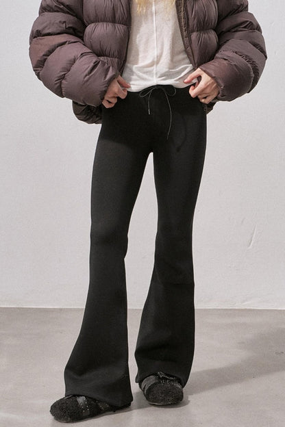 Black Micro-Stretch Flared Pants